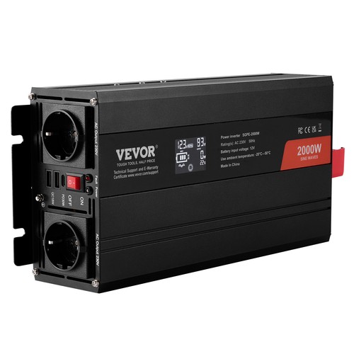 VEVOR 2000W Inverter a onda sinusoidale pura DC 12V a AC 230V Telecomando LCD - Imagen 11 de 12