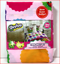 SHOPKINS Microfiber Sheet Set - ONCE You START You Can't STOP - TWIN NEW