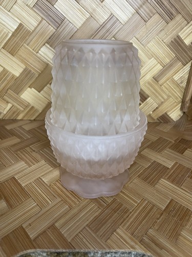 Vintage Hobnail Glas hellrosa satiniert Lichterkette Lampe unbeschriftet