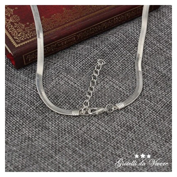 RODIATO ARGENTO COLLANA GIROCOLLO CATENINA UOMO DONNA VENEZIANA ub - Immagine 4 di 4