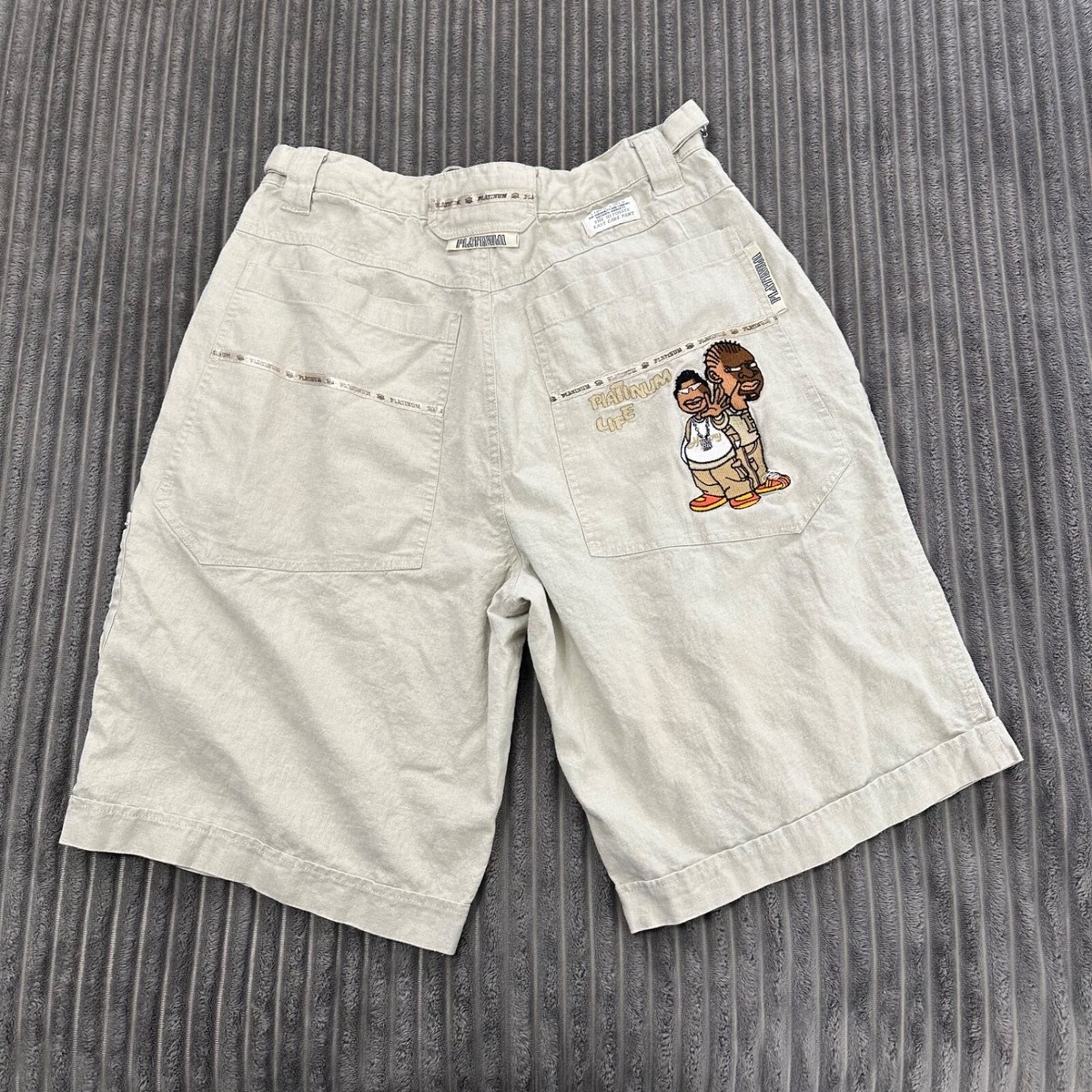 VTG Hip Hop History Shorts Mens XL Platinum Linen Baggy Y2K
