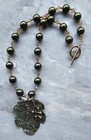 Beaded Necklace 925 Sterling Silver Abalone GrapeVine Leaf AB Crystal Faux Pearl — photo 3