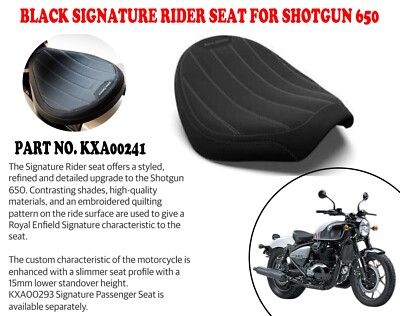 ''BLACK SIGNATURE RIDER SEAT'' PASSEND FÜR ROYAL ENFIELD SHOTGUN 650