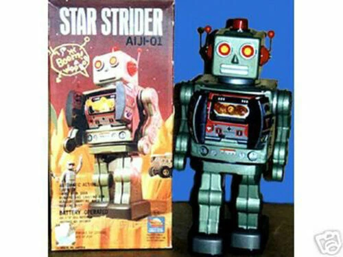 Jouets et jeux anciens en tôle pour robots