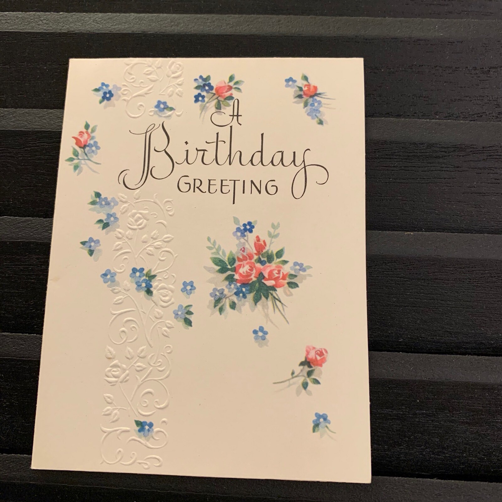 Vintage Greeting Card Birthday Greetings Pink Blue Flowers Rust Craft | eBay
