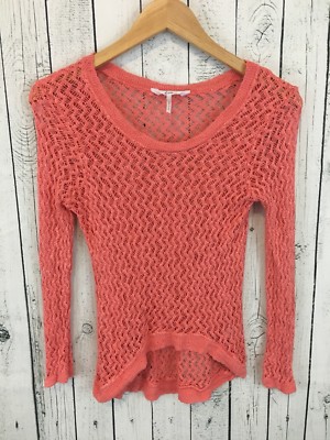 KIRRA Thin Knit Long Sleeve Top Rayon Pink Women's Small 