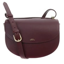 A.P.C. Leather Half Round Shoulder Crossbody Bag color bordeaux logo fashion