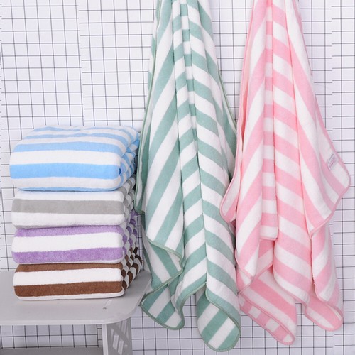 Large Beach Towels Soft Absorbent Soft Striped Cotton Towels Home Bath Towel - Picture 7 of 13