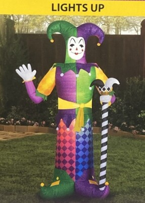 #ad Way To Celebrate Mardi Gras Inflatable Jester 8 Feet Tall Lights Up NIB $119.00