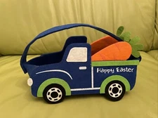 Old East Main Co. Kids Boys Happy Easter Vehicle Carrot Basket Felt