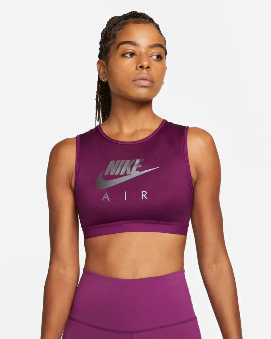 New Women's MEDIUM Nike Air Swoosh Burgundy High Neck Medium Support Sports  Bra