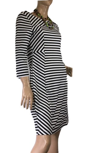 PING PONG SIZE 12 BLACK WHITE STRIPED JESERY KNIT DRESS - Picture 5 of 8