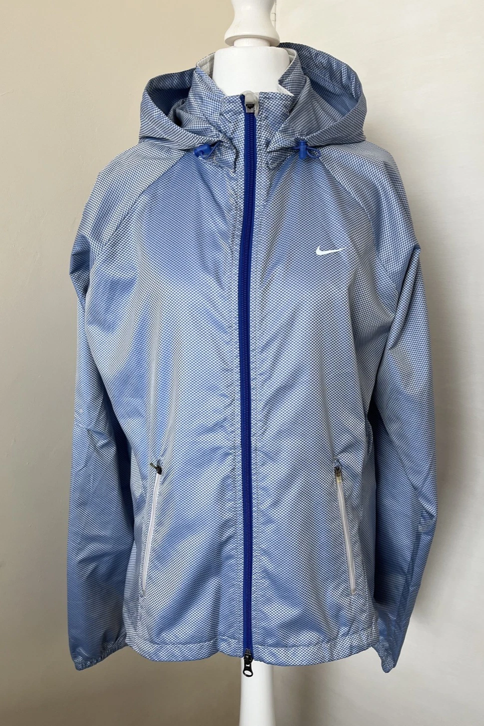 NIKE Storm-Fit Rain Jacket Blue Check Coat M