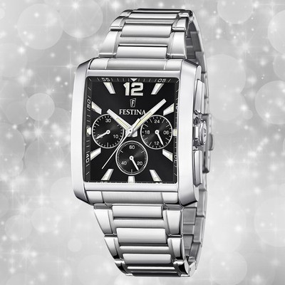 Festina Herrenuhr Edelstahl silber Timeless Chronograph Armbanduhr UF20635/4