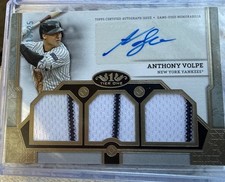 2024 Topps Tier One Anthony Volpe 10/25 Auto Triple Relic Pinstripe Yankees A20