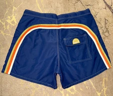 Navy Blue Sundek 34 Rainbow Beach Swim Board Shorts Trunks Bathing Suit Size 34