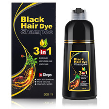 Black Hair Dye Shampoo for Gray Coverage, 3 in 1 Herbal Instant color with 100 