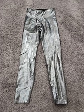 Heroine Sport Marvel Leggings Womens XS Silver Metallic High Rise Made in USA