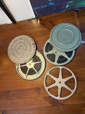 Vintage Film Reel Lot of 3 Metal Case 8mm 7''
