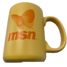 MSN Promo Coffee Mug Yellow Butterfly Ceramic Pottery Lg 4.5" USA Made Vintage