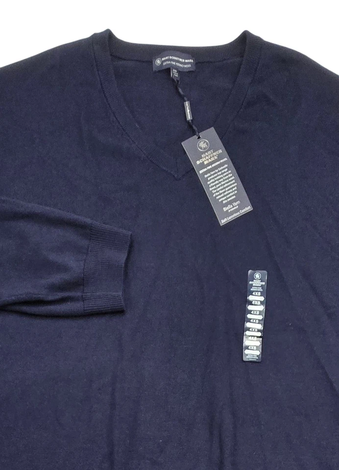 Suéter HART SCHAFFNER MARX Hombres Lana Merino Extra Fina Azul Bebé 4XB NUEVO CON ETIQUETAS $99 Foto 2 de 4