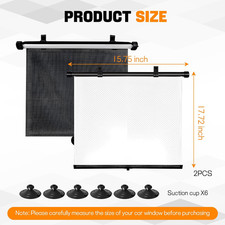 2PCS Car Window Shades for Baby, 17.72" 15.75" Retractable Roller Auto Side W...