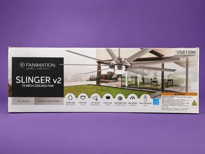 Fanimation Slinger v2 72-in Brushed Nickel with Gray Blades LED Ceiling Fan