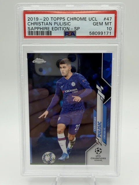 2019-20 Topps Chrome UCL Christian Pulisic Sapphire Edition SP PSA 10