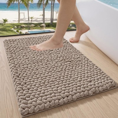 LUMI Chenille Bath Mat, Beige, 24''x36''