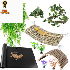 TankMatDecor Bearded Dragon Tank Accessories, Reptile 10 Pcs With Mat