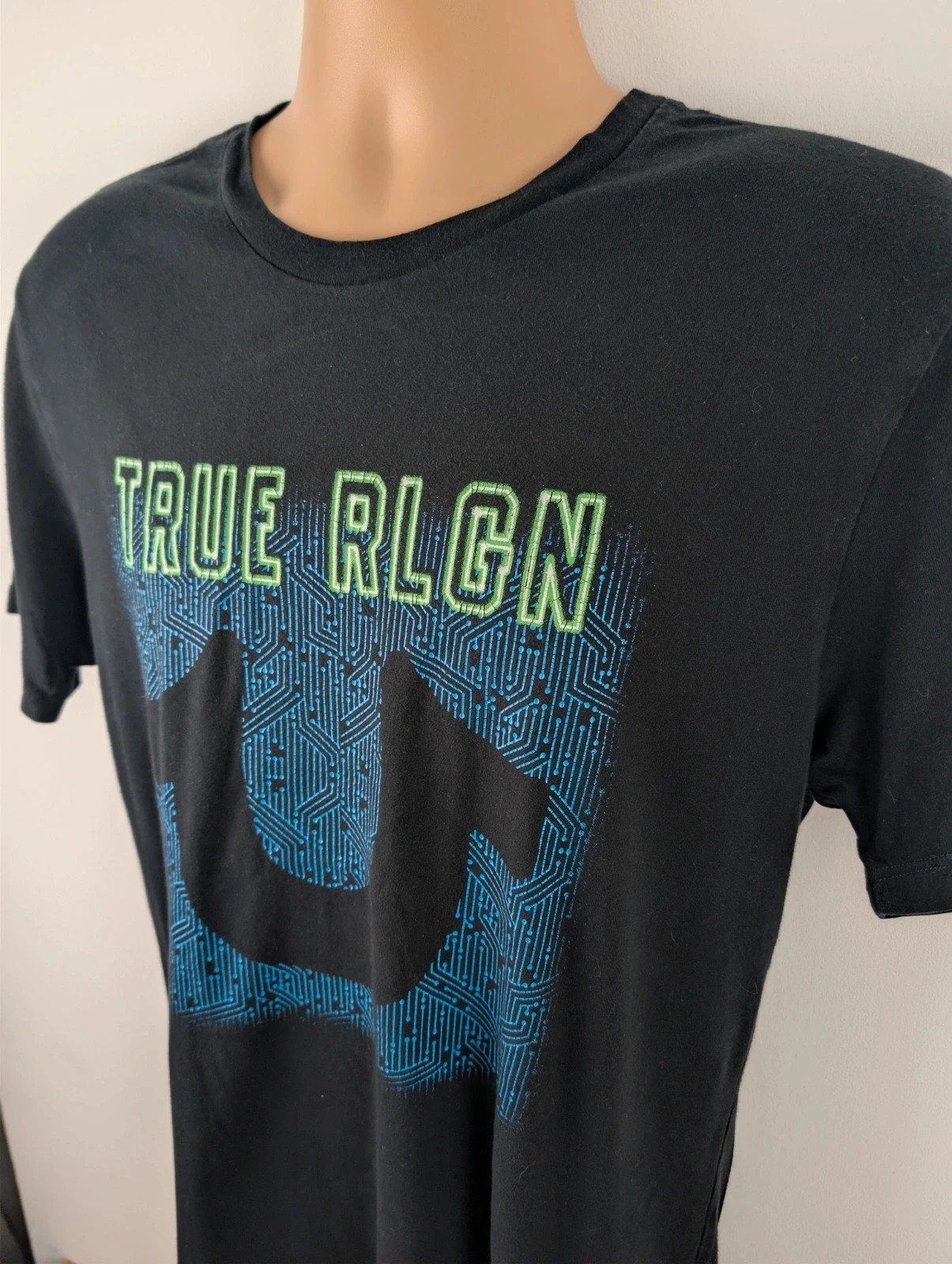True Religion neon short sleeve crew neck t-shirt. Mens Medium. DN2726 image 2