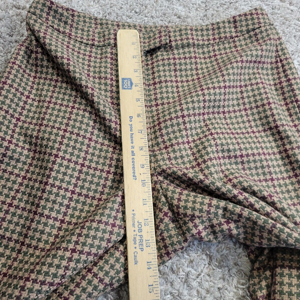 Pantalones de vestir vintage Jones New York para mujer 12 mezcla de lana verde marrón pata de gallo Foto 4 de 4