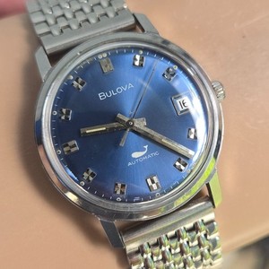 Vintage 32mm 1969 Bulova Sea King Men\'s Mechanical Wristwatch Steel Blue Dial Vintage 32mm 1969 Bulova Sea King Men main image 4