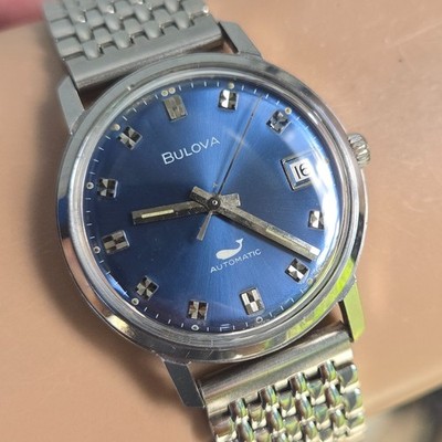 Vintage Bulova Brushed Silver Brilliant Blue Dial s-l400.jpg main image 4