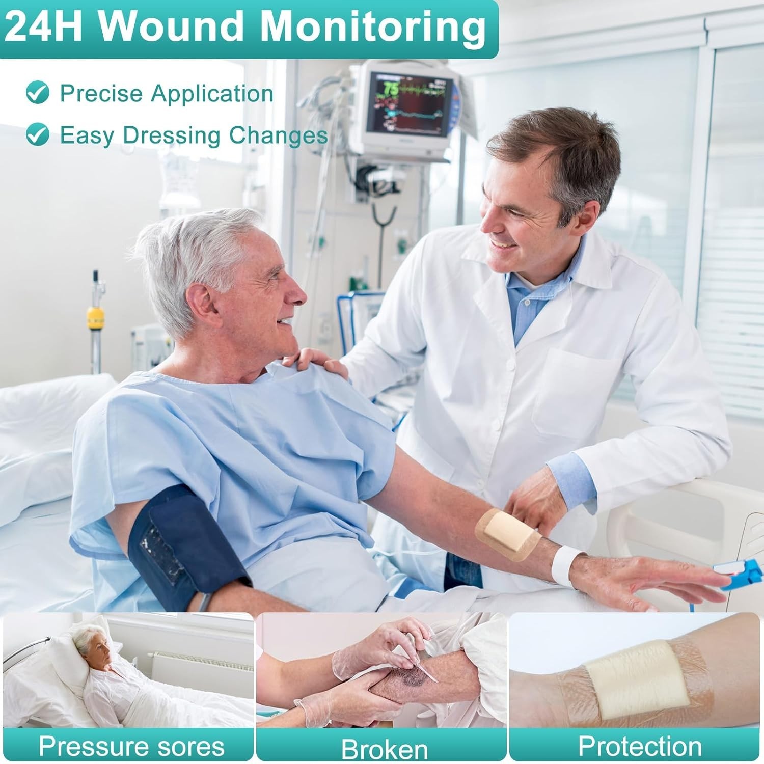 Silicone Foam Dressing 4“ x 4” with Adhesive Border,10 Packs Waterproof Silicone