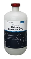 VetOne Calcium Gluconate 23% Solution 500mL Milk Fever Treatment for Cattle
