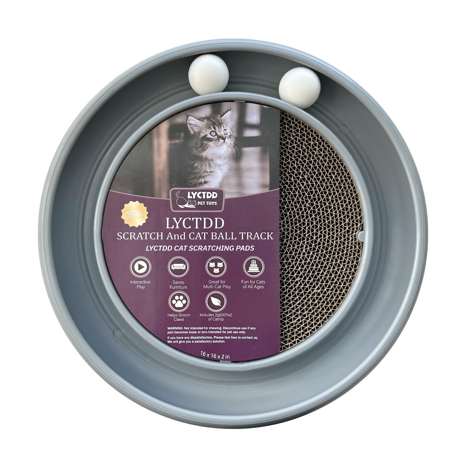 Interactive Cat Ball Track Toy for Indoor Cats, Cat Scratching Board  Exercis...