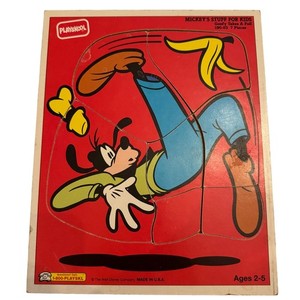Playskool Mickey Stuff Kids Goofy Takes A Fall 7 Piece Puzzle Ages 2-5 Made USA