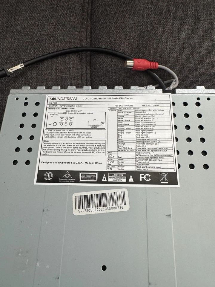 SOUNDSTREAM 1-DIN DVD CD USB PLAYER BLUETOOTH CAR STEREO 7" LCD MONITOR RGB LED - Image 4 of 4