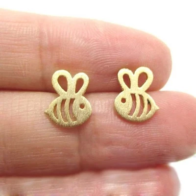 Boucles d'oreilles boucles d'oreilles petite abeille animal miel boucles... - Photo 1/4
