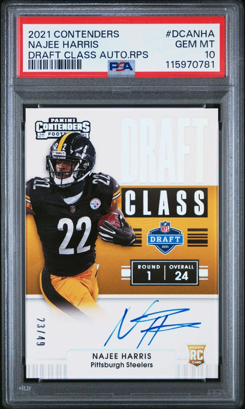 Najee Harris Panini Contenders Draft Class Autographs Rps #DCANHA Base
