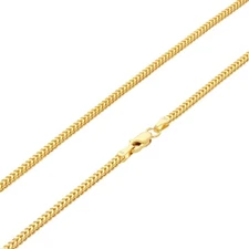 14K Yellow Gold 1.5mm Franco Box Wheat Foxtail Chain Necklace Mens Women 16"-24"