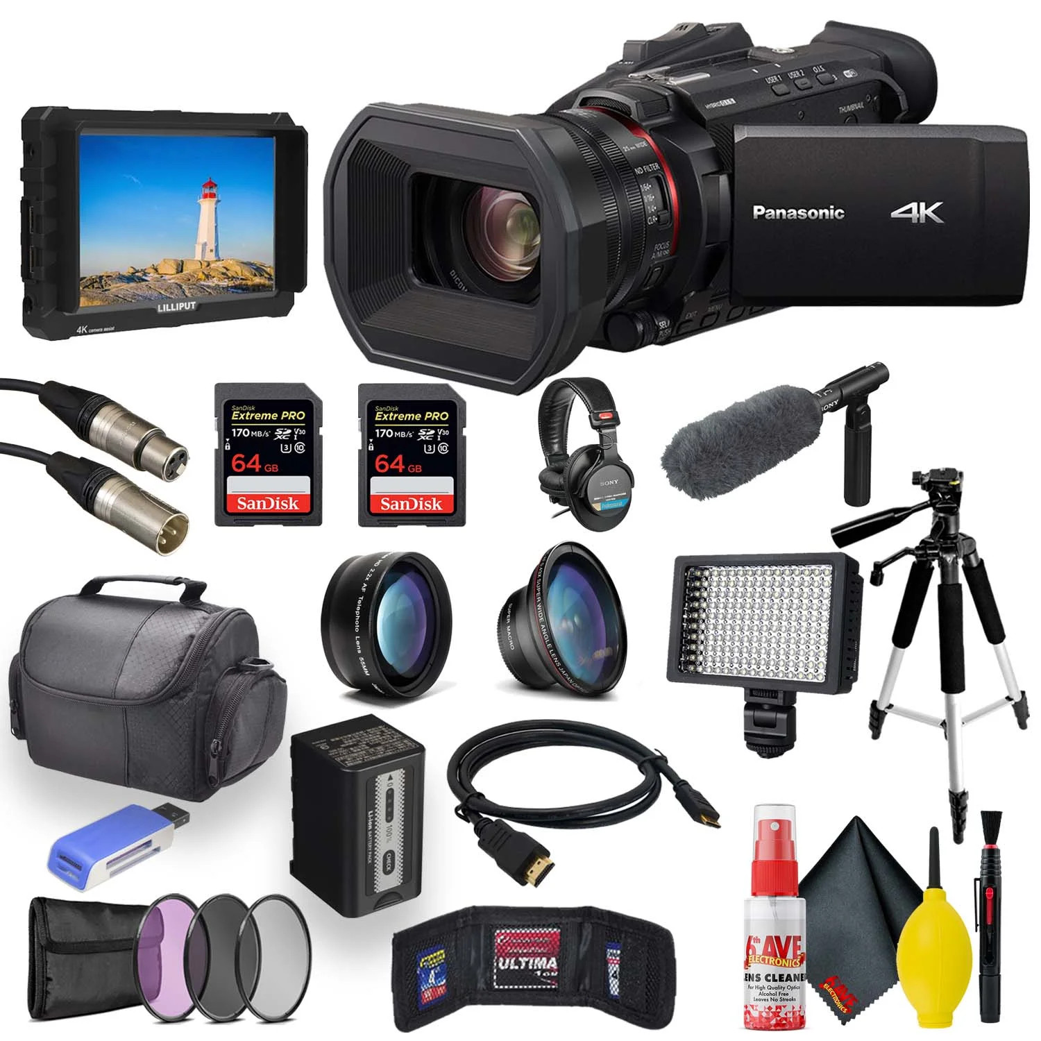 Panasonic HC-X1500 4K Professional Camcorder with 24x Optical Zoom Pro Bundle