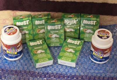 BUNDLE MUST SPEARMINT SUGAR FREE CHEWING GUM +2 FREE BAZOOKA 