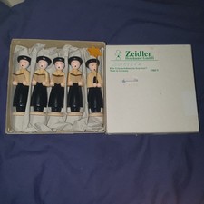 5 Vintage Christmas Zeidler Holzkunst Nativity Figures White & Black H= 8cm