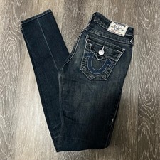 Vintage True Religion Jeans Womens 25 Blue Low Rise Skinny Stretch Made in USA