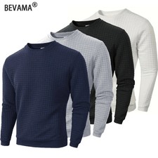Spring Autumn Men's Crew Neck Pullover Long Sleeve Sweatshirts Warm Slim Sweater