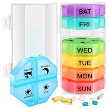 Weekly pill organizer, 4 times a day, 7-day travel pill organizer with 28 large