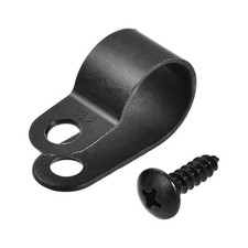 13.2mm Nylon R Type Cable Clip Wire Clamp with Screws Black 50pcs