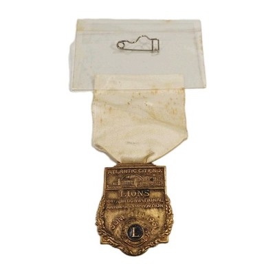 Vintage 1961 Lions Club 44th International Annual Convention Badge Atlantic City